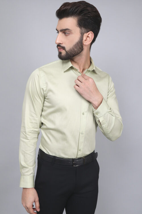 Off White– Cotton Satin Plain Shirts For Men