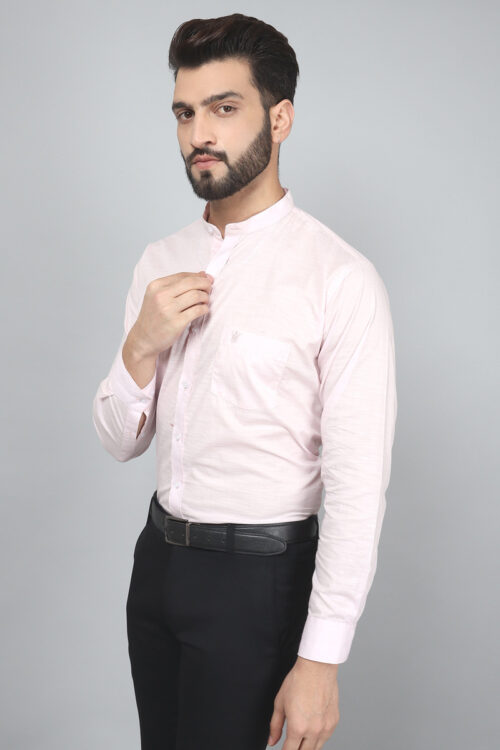 Dawn Pink – Mandarin Collar Shirts For Men