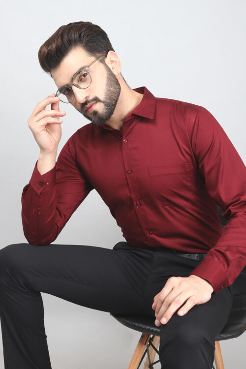 Matte Red – Cotton Satin Solid Shirts For Men