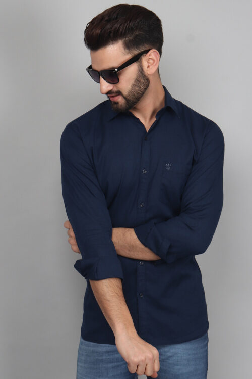 Dark Blue – Solid Shirts For Men